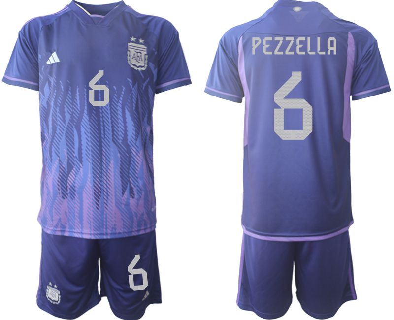 Men 2022 World Cup National Team Argentina away purple 6 Soccer Jersey